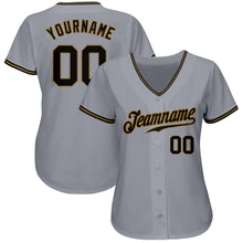 Load image into Gallery viewer, Custom Gray Black-Old Gold Authentic Baseball Jersey