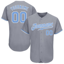 Load image into Gallery viewer, Custom Gray Light Blue-White Authentic Baseball Jersey