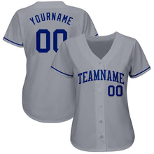 Load image into Gallery viewer, Custom Gray Royal Authentic Baseball Jersey