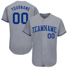 Load image into Gallery viewer, Custom Gray Royal Authentic Baseball Jersey