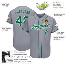 Load image into Gallery viewer, Custom Gray Kelly Green-White Authentic Baseball Jersey