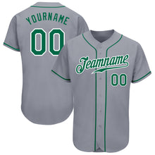 Load image into Gallery viewer, Custom Gray Kelly Green-White Authentic Baseball Jersey