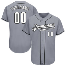 Load image into Gallery viewer, Custom Gray White-Black Authentic Baseball Jersey