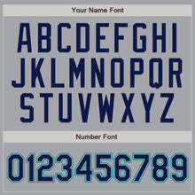 Load image into Gallery viewer, Custom Gray Navy Pinstripe Navy-Teal Authentic Baseball Jersey