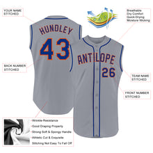 Load image into Gallery viewer, Custom Gray Royal-Orange Authentic Sleeveless Baseball Jersey