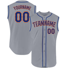 Load image into Gallery viewer, Custom Gray Royal-Orange Authentic Sleeveless Baseball Jersey