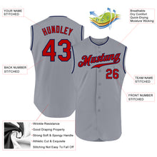 Load image into Gallery viewer, Custom Gray Red-Navy Authentic Sleeveless Baseball Jersey