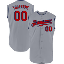 Load image into Gallery viewer, Custom Gray Red-Navy Authentic Sleeveless Baseball Jersey