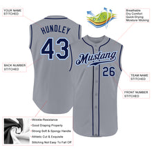 Load image into Gallery viewer, Custom Gray Navy-Powder Blue Authentic Sleeveless Baseball Jersey