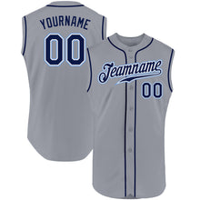 Load image into Gallery viewer, Custom Gray Navy-Powder Blue Authentic Sleeveless Baseball Jersey
