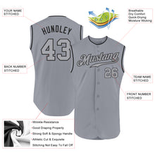 Load image into Gallery viewer, Custom Gray Gray-Black Authentic Sleeveless Baseball Jersey