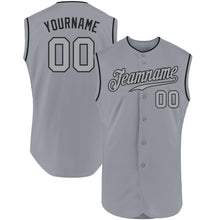 Load image into Gallery viewer, Custom Gray Gray-Black Authentic Sleeveless Baseball Jersey
