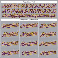 Load image into Gallery viewer, Custom Gray Purple-Gold Authentic Sleeveless Baseball Jersey