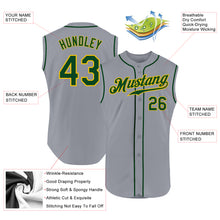 Load image into Gallery viewer, Custom Gray Green-Gold Authentic Sleeveless Baseball Jersey