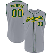 Load image into Gallery viewer, Custom Gray Green-Gold Authentic Sleeveless Baseball Jersey