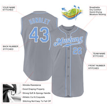 Load image into Gallery viewer, Custom Gray Light Blue-White Authentic Sleeveless Baseball Jersey
