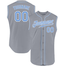 Load image into Gallery viewer, Custom Gray Light Blue-White Authentic Sleeveless Baseball Jersey
