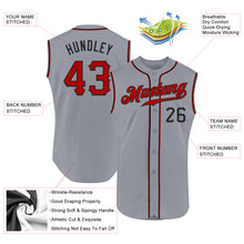Load image into Gallery viewer, Custom Gray Red-Black Authentic Sleeveless Baseball Jersey