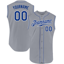 Load image into Gallery viewer, Custom Gray Royal-White Authentic Sleeveless Baseball Jersey