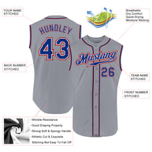 Load image into Gallery viewer, Custom Gray Royal-Red Authentic Sleeveless Baseball Jersey