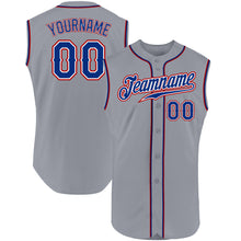 Load image into Gallery viewer, Custom Gray Royal-Red Authentic Sleeveless Baseball Jersey