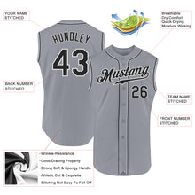 Load image into Gallery viewer, Custom Gray Black-White Authentic Sleeveless Baseball Jersey