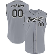 Load image into Gallery viewer, Custom Gray Black-White Authentic Sleeveless Baseball Jersey