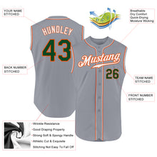 Load image into Gallery viewer, Custom Gray Green-Orange Authentic Sleeveless Baseball Jersey