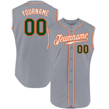 Load image into Gallery viewer, Custom Gray Green-Orange Authentic Sleeveless Baseball Jersey