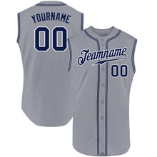 Load image into Gallery viewer, Custom Gray Navy-White Authentic Sleeveless Baseball Jersey
