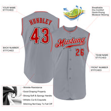 Load image into Gallery viewer, Custom Gray Red-Black Authentic Sleeveless Baseball Jersey