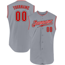 Load image into Gallery viewer, Custom Gray Red-Black Authentic Sleeveless Baseball Jersey