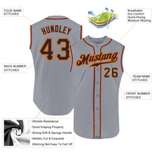 Load image into Gallery viewer, Custom Gray Black-Orange Authentic Sleeveless Baseball Jersey