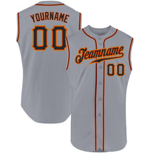 Load image into Gallery viewer, Custom Gray Black-Orange Authentic Sleeveless Baseball Jersey