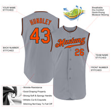 Load image into Gallery viewer, Custom Gray Orange-Black Authentic Sleeveless Baseball Jersey