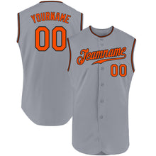 Load image into Gallery viewer, Custom Gray Orange-Black Authentic Sleeveless Baseball Jersey