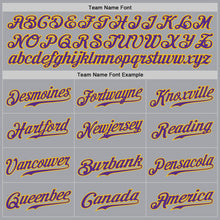 Load image into Gallery viewer, Custom Gray Purple-Gold Authentic Baseball Jersey