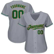 Load image into Gallery viewer, Custom Gray Kelly Green-Old Gold Authentic Baseball Jersey