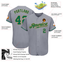Load image into Gallery viewer, Custom Gray Kelly Green-Old Gold Authentic Baseball Jersey