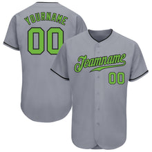 Load image into Gallery viewer, Custom Gray Neon Green-Black Authentic Baseball Jersey