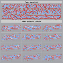 Load image into Gallery viewer, Custom Gray Red White-Light Blue Authentic Baseball Jersey