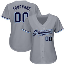 Load image into Gallery viewer, Custom Gray Navy White-Light Blue Authentic Baseball Jersey