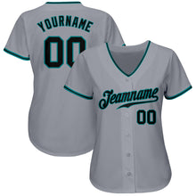 Load image into Gallery viewer, Custom Gray Black-Teal Authentic Baseball Jersey