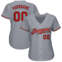 Load image into Gallery viewer, Custom Gray Red White-Black Authentic Baseball Jersey
