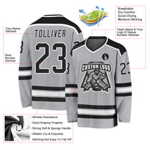 Load image into Gallery viewer, Custom Gray Black-White Hockey Jersey