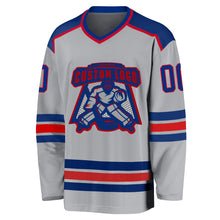 Load image into Gallery viewer, Custom Gray Royal-Red Hockey Jersey