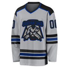 Load image into Gallery viewer, Custom Gray Black-Royal Hockey Jersey