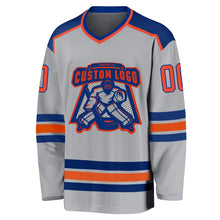 Load image into Gallery viewer, Custom Gray Orange-Royal Hockey Jersey