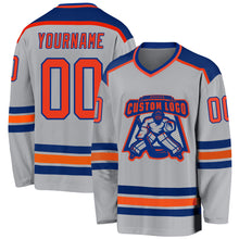 Load image into Gallery viewer, Custom Gray Orange-Royal Hockey Jersey