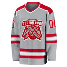 Load image into Gallery viewer, Custom Gray Red-White Hockey Jersey